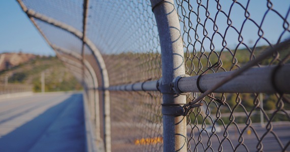 Long length of wire fence